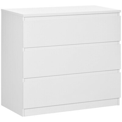 Chest of 3 Drawers White Bedroom Storage Dresser Anti-Tip 80x39x73cm