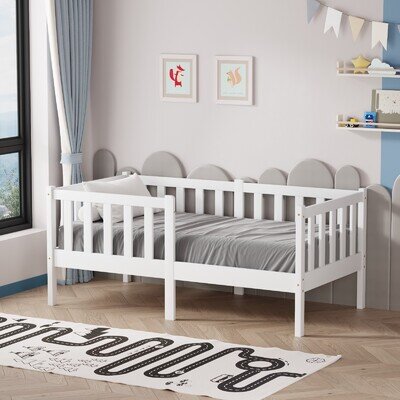Junior Toddler Bed Wooden Pine Wood Children Kids Junior Cot Bed Frame White