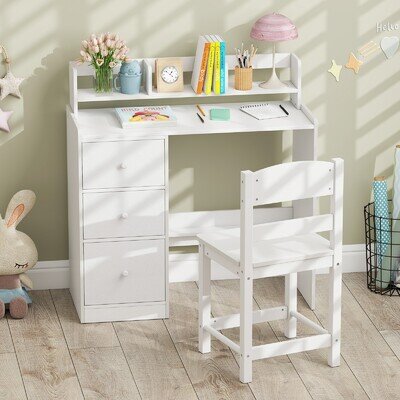 Wooden Children Writing Desk Kids Study Desk and Chair Set