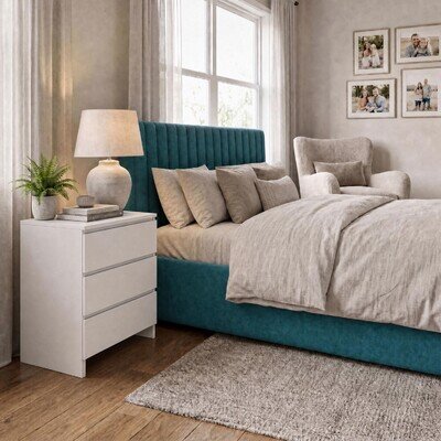 3 Drawer White Chest Of Drawers Bedroom Storage 60.5cmx45cmx35cm