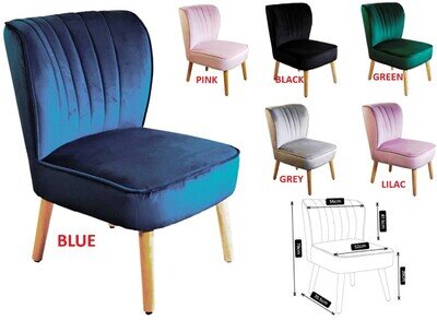 "Diana" Velvet bedroom accent chair pink grey blue black lilac or green velvet