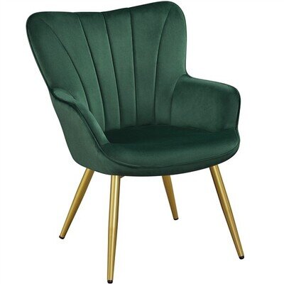 Tub Chair Modern Accent Chair Curved Back Velvet Upholstered Armchair metal Leg