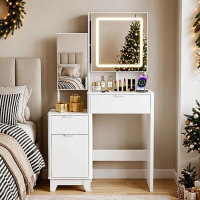 Dressing Table With Drawers Mirror Stool Set Makeup Desk Vanity Table Bedroom