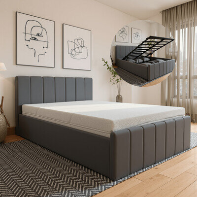 Ottoman Storage Bed Frame Gas Lift Plush Velvet Double King Size Upholstered