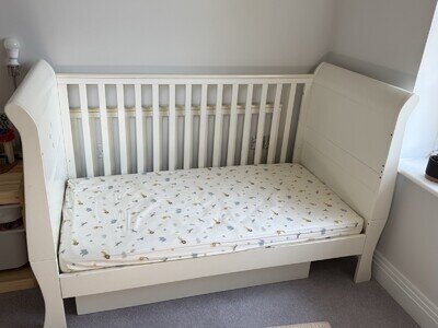 Mamas & Papas Wooden Cot Bed Convertible to Toddler's First Bed