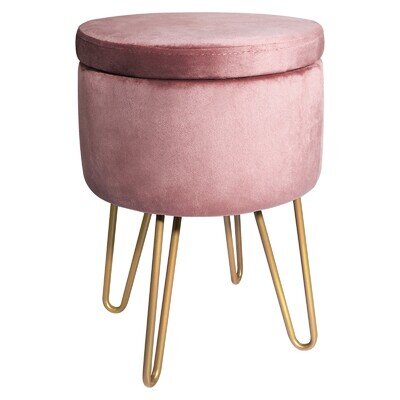 Velvet Dressing Table Stool, Round Vanity Stool with Storange for Bedroom
