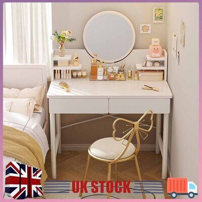 New Dressing Table Makeup Vanity Desk W/ 2 Drawers & Mirror for Bedroom Decor