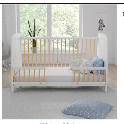 White Convertible Nursery Cotbed to Toddler Bed with Natural Wooden Slats