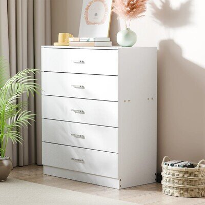 Ready Assembled Grey Chest of 5 drawers Bedroom Furniture Storage Fast Delivery