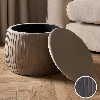 Ottoman Storage Stool Matte Velvet Pleated Home Decor Vanity Pouffe Chair Seat
