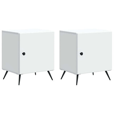 Bedside Cabinet Tables x 2 Bedroom Nightstand Storage Units White