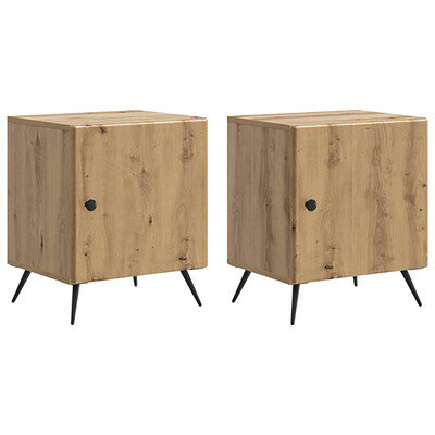Bedside Cabinet Tables x 2 Bedroom Nightstand Storage Units Artisan Oak