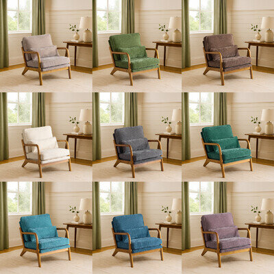 Armchair Comfy Reading Accent Chair w/ Solid Wood Frame for Bedroom Living Room