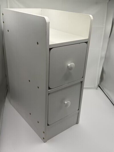 Modern White Bedside Cabinet Wood‑Effect Storage Unit Bedroom Nightstand Table