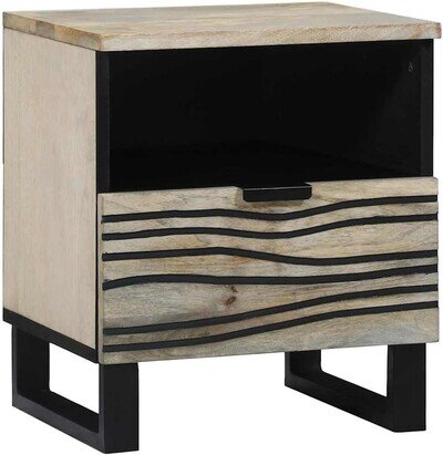 Bedside Cabinet Table Solid Acacia Wood Bedroom Drawers Shelving Storage Unit