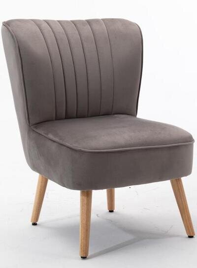 Grey velvet Bedroom chair Accent Chair Wood Legs Plush Diana chair