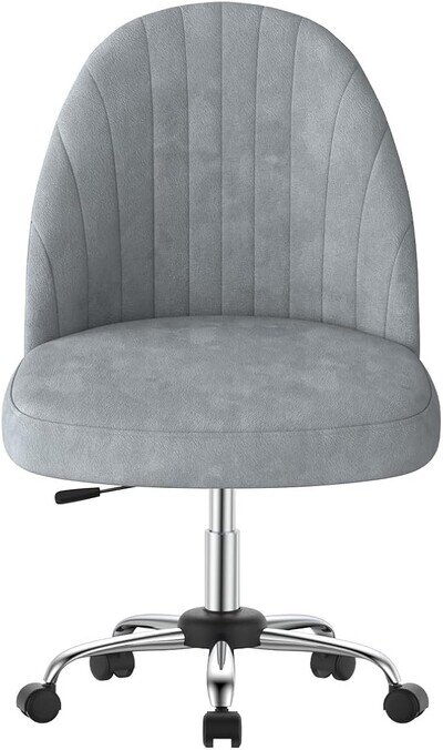 rattantree Swivel Dressing Makeup Chair, Small Armless Velvet Bedroom Dark Grey