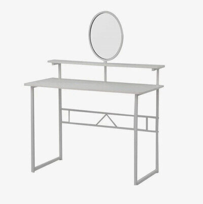 White Oak Dressing Table With Mirror - Modern Bedroom Vanity Desk THOMPSON