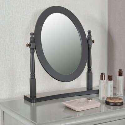 Contessa Dressing Table Mirror Grey Vanity Bedroom Makeup Mirror Modern Cosmetic