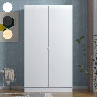 Modern Large Wooden 2 Door Wardrobe with Hanging Rails Bedroom Storage Furniture