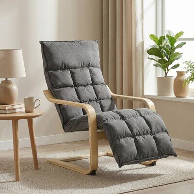 HOMCOM Accent Chair, Leisure Lounge Chair Armchair with Footrest, Grey