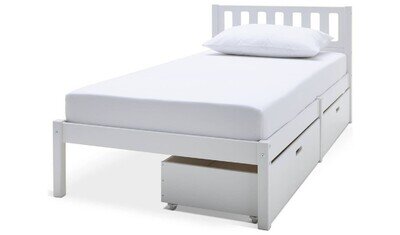 Ronnie Single Bed Frame and Drawer White Kids Childrens Bedroom Furniture