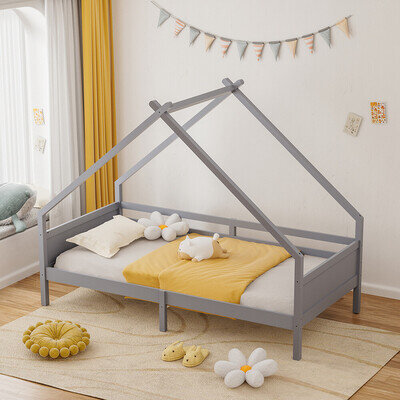 Tree House Bed Solid Pine Single Bed Frame Bedframe Girls Boys Kids Bedroom