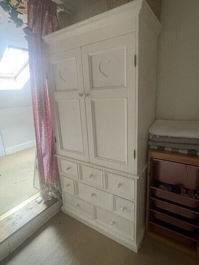 White company Wooden Children’s Bed And Wardrobe Heart Furniture Set