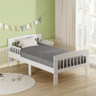 Pine Single Children Kids Toddler Junior Wooden Bed Frame White