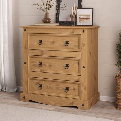 Corona Chest of Drawers 3 Drawer Mexican Solid Pine Bedroom