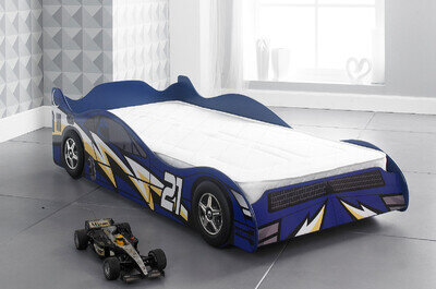 Boys Childrens Kids Racing Car Bed Frame 3ft Single - available in Red or Blue