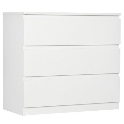 HOMCOM Chest of Drawers, 3 Drawer Storage Cabinet Unit for Bedroom, White