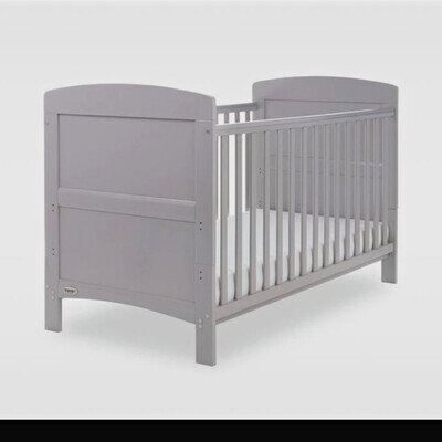 Obaby Belton Cot Bed Taupe Grey with Drawer, 3-Position Base, Wood Shoeburyness