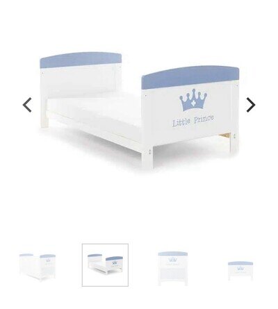 Obaby Grace Cot Bed White, Convertible to Toddler Bed, From Birth