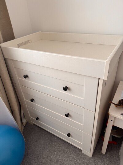 Kids furniture bedroom. Wardrobe and Cabinet with drawers