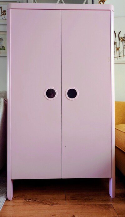 Children bedroom furniture set in pink ( wardrobe and chest of drawers )