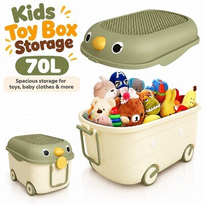 70L Toy Box Storage Large Toys Organiser Kid Nursery Bedroom Tidy Bin Chest Box
