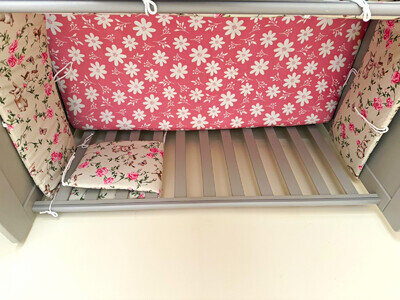 Obaby Grace Mini Cot Bed, Warm Grey Convertible Baby Cot with Adjustable size