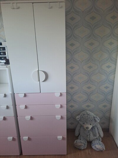 IKEA Children's Wardrobe SMÅSTAD/PLATSA Style. 2Door, 4 Drawer. White/Pink