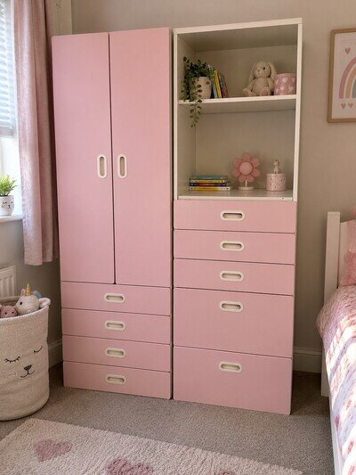 Ikea Children’s Stuva Bedroom Set: 2 Door Wardrobe + 9 Drawer Chest