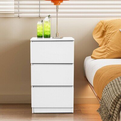 Wooden White Bedside Table Cabinets Modern Drawers Storage Bedroom Furniture UK