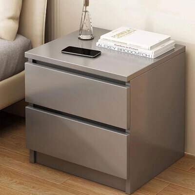 Grey Wooden Bedside Table Cabinet 2 Drawers Nightstand Storage Bedroom Furniture