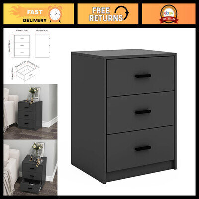 3 Drawer Wooden Nightstand Bedside Cabinet Storage Table - Modern Home Furniture