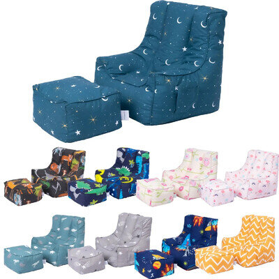 Kids Bean bag Chair with Footstool | Children Indoor Gaming Beanbag Chair