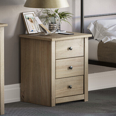 SALE Bedside Cabinet 3 Drawer Chest Table Nightstand Bedroom Storage Solid Pine