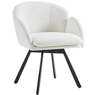 Chenille Swivel Tub Chair Vanity Chair with Flower Shaped Backrest for Bedroom