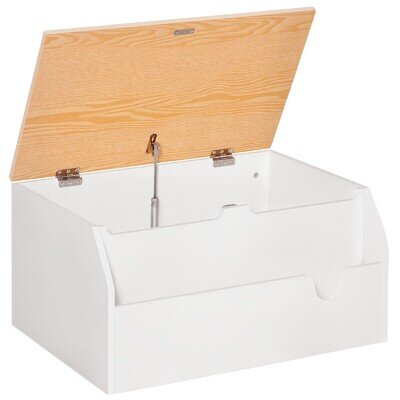 Wooden Kids Toy Box Children Storage Chest Organiser Book Slot Safety Hinge Lid