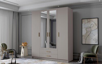 ELUKS-ADA Modern Wardrobe Bedroom Storage Hanging Rail Drawers 80cm/120cm/160cm