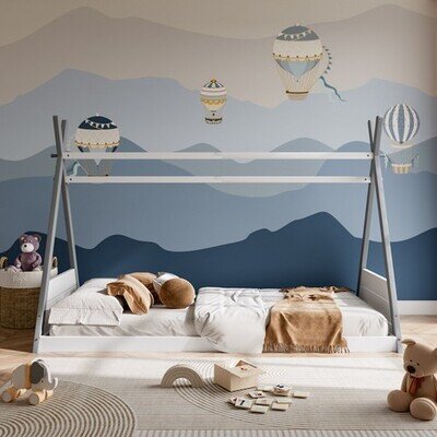 Junior Wooden House Bed Toddler Solid Pine Wood Children Kids Bedstead Bed Frame
