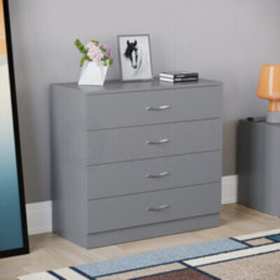 Riano 4 Drawer Chest of Drawers Bedroom Furniture Bedside Storage Cabinet Grey
